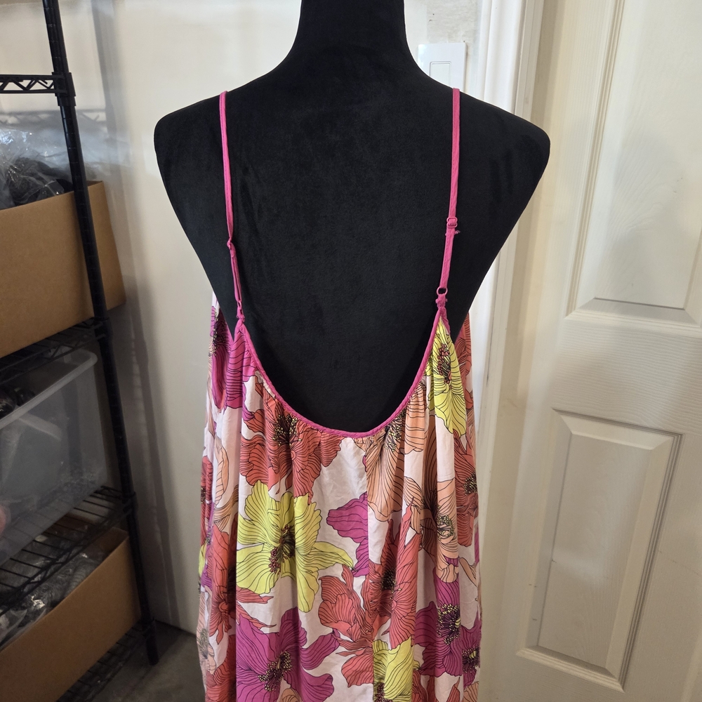 Joyspun Floral Spaghetti Strap Maxi Dress Pink Yellow Blossom Flowy Summer - Picture 6 of 16